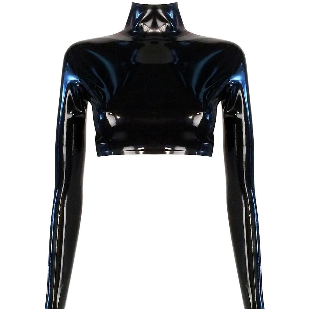 Vex Latex Long Sleeve Crop Top Goth Punk Cyber